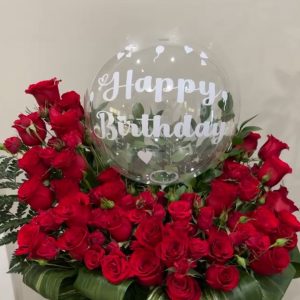 Kat — Rosas Rojas con Globo Personalizado